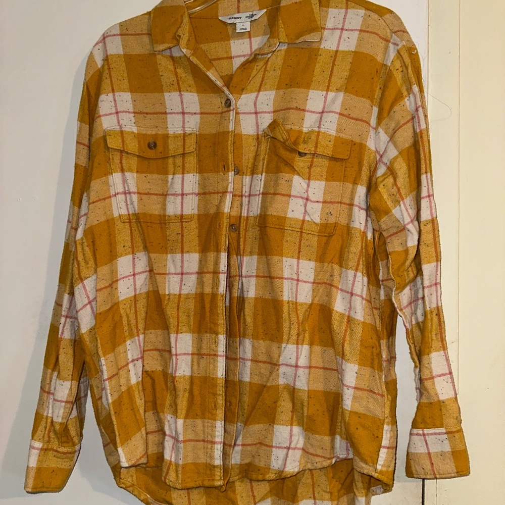 Old Navy Mustard Plaid Shirt